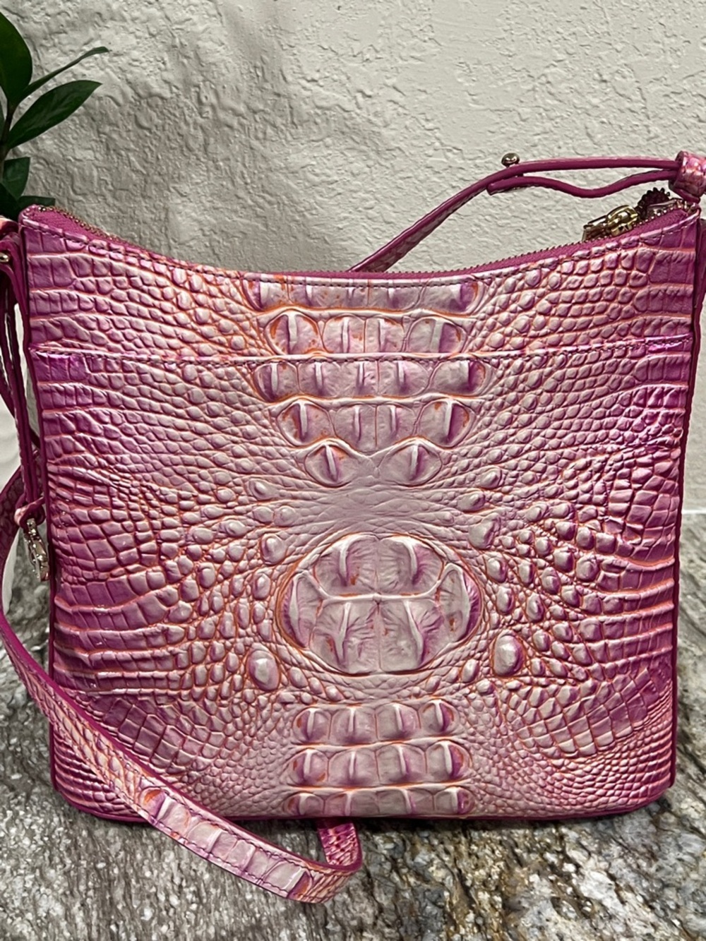 BRAHMIN Katie Crossbody Peony Ombre Leather Bag NWOT/Duster/Card